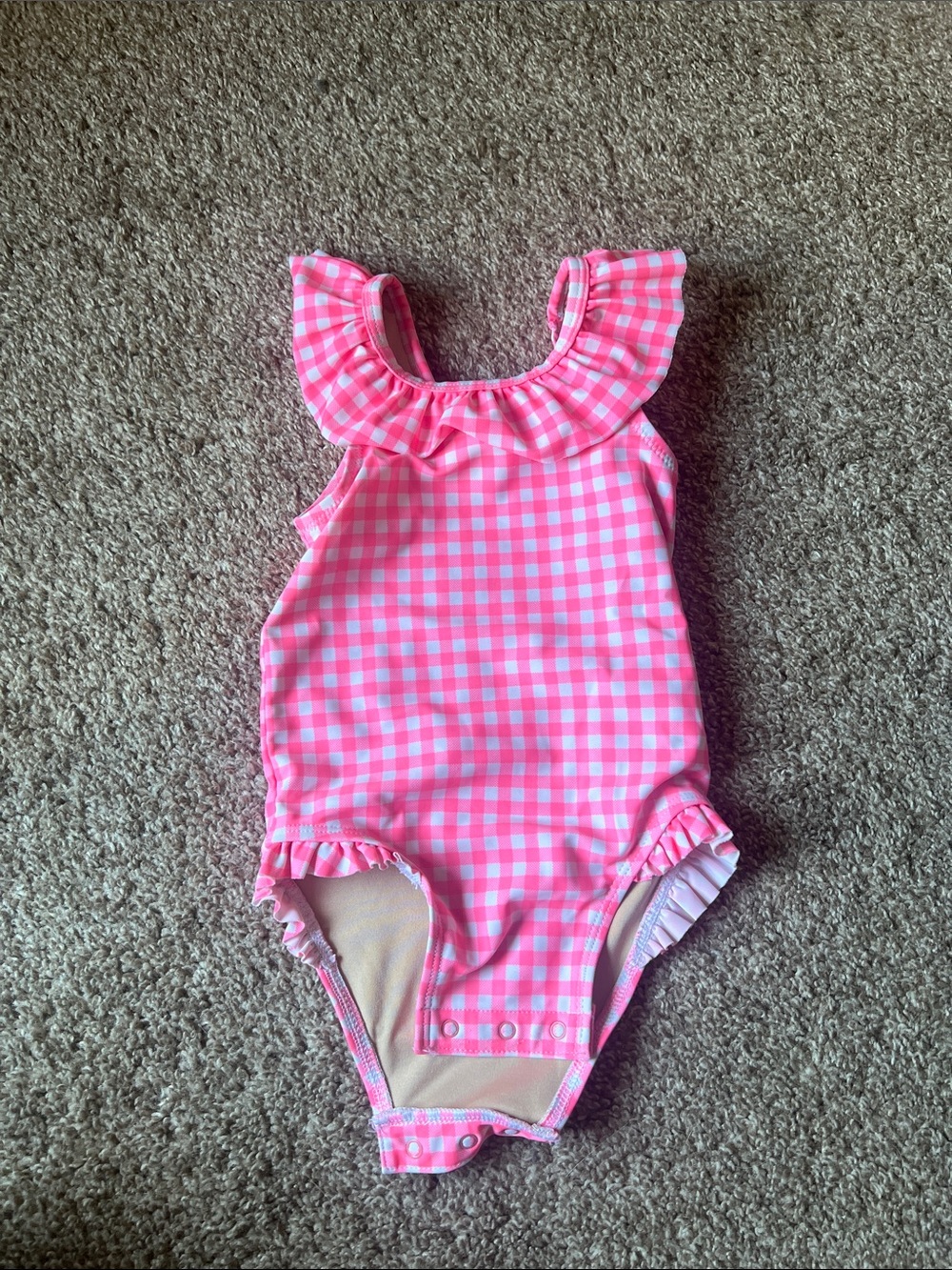Old Navy Pink Gingham Ruffle-Trim One-Piece
